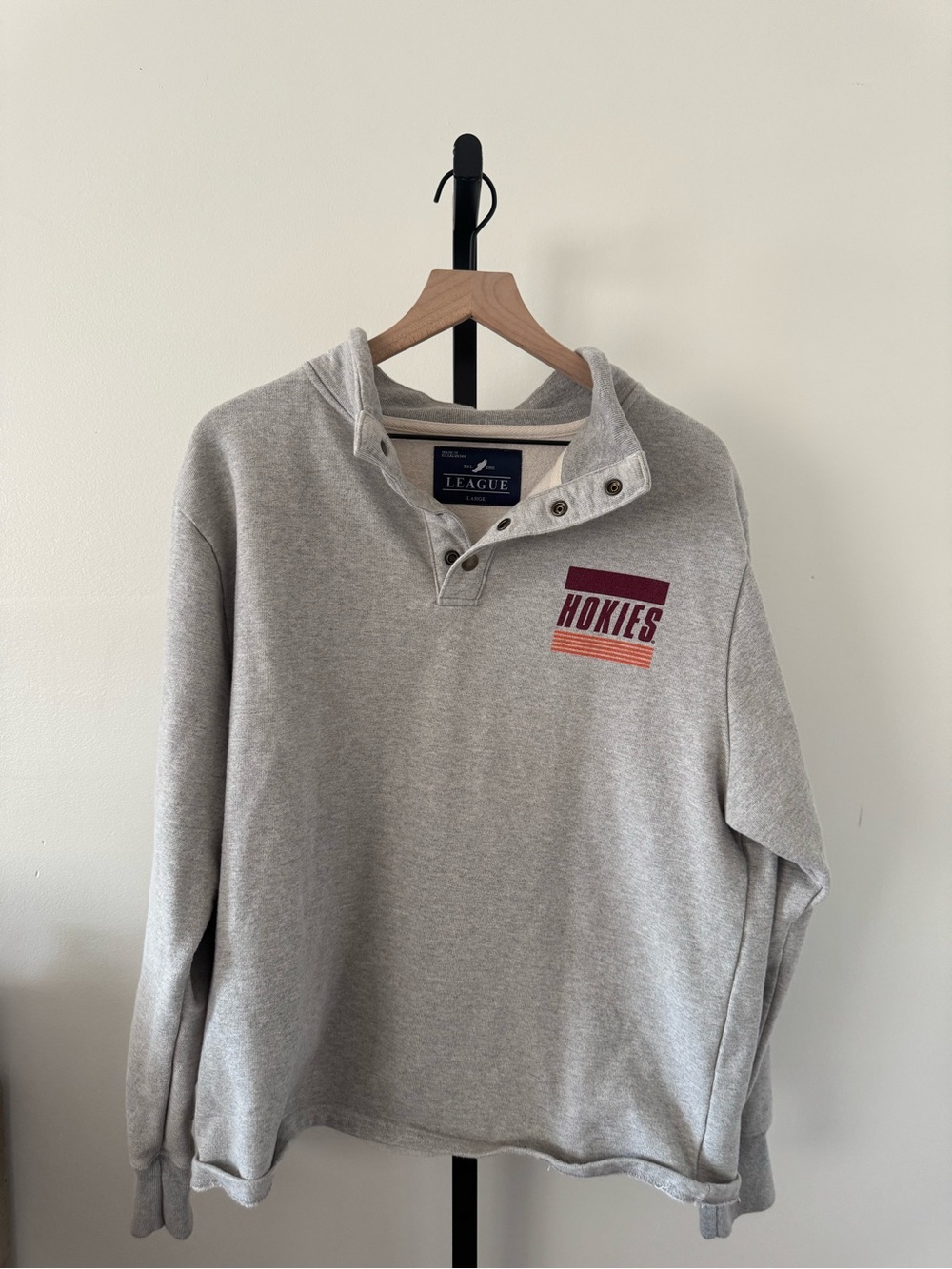 Hokies Virginia Teach League Gray Pullover Snap